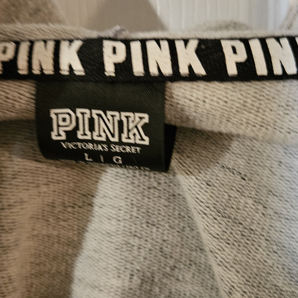 Victoria's Secret Pink Gray Zip Up Fitted Hoodie - Picture 2 of 3